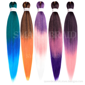 Hot Water Set Pre-Stretched Hair Extensions Ombre Synthetic Cheap Black Braiding Hair Prestretch Braid Hair Private Label
